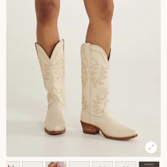 Tecovas Cream Heeled Cowboy Boots size 6.5 - Picture 1 of 12